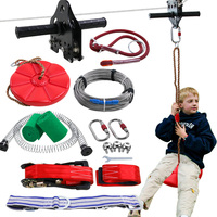 Kit de Zip-line 98 FT 110 FT 120 FT pour enfants et adultes avec frein à ressort en acier inoxydable et chariot de siège avec poignée pour jardin