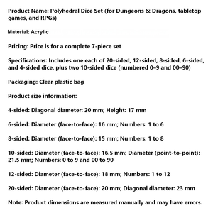 Lot de 7 dés polyédriques Galaxy en acrylique dégradé pour D&D RPG Dungeons & Dragons, jeu de rôle de table - Product Image 6