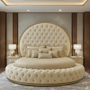 <span class=keywords><strong>Letto</strong></span> Rotondo di Lusso Imbottito con Testiera Trapuntata in Tessuto, Arredamento Moderno per Camera da <span class=keywords><strong>Letto</strong></span> King Size, Elegante <span class=keywords><strong>Letto</strong></span> Morbido Imbottito per Villa e <span class=keywords><strong>Hotel</strong></span> - Product Image 4