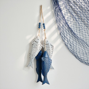 Decoración de Pared de Madera Tallada con Forma de Pez Mediterráneo, 2 Piezas, Decoración para el Hogar, Forma Irregular, Material de Madera - Product Image 1