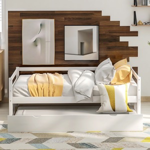 เตียงสองชั้นไม้สีขาวพร้อมลิ้นชักเก็บของสำหรับห้องนอนเด็ก - Product Image 4