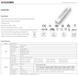 ยูชิปส์ EUPS20D-1HMC DALI‑2 ไดร์เวอร์ LED กระแสคงที่ 20W 350‑700mA ระบบสัมผัส DIM หรี่แสงได้ แหล่งจ่ายไฟ LED สำหรับดาวน์ไลท์ในร่ม - Product Image 2