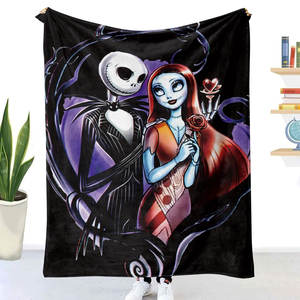 Couverture personnalisée en polaire double face imprimée en 3D numérique, couverture <span class=keywords><strong>Jack</strong></span> <span class=keywords><strong>Skellington</strong></span> et <span class=keywords><strong>Sally</strong></span> pour Halloween - Product Image 1