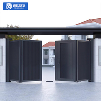 Porte motorisée en métal Design Extérieur Grandes portes d'entrée principales Clôture en aluminium gris foncé Portes d'allée Porte pliante Porte coulissante