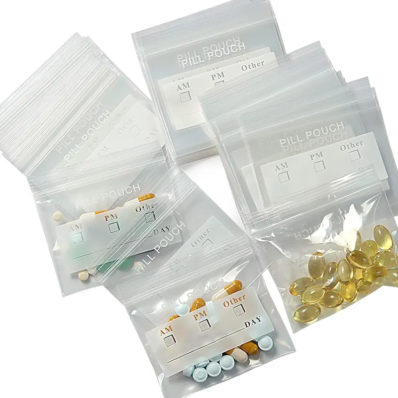 Высококачественные портативные влагостойкие лекарственные средства, ювелирные изделия, пластиковый пакет для ежедневной выдачи лекарств, конверты для таблеток на молнии