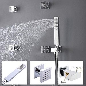 Cuarto de baño de cromo Sistema de ducha 12 pulgadas de lluvia ducha con Spray de cuerpo y de ducha - Product Image 3