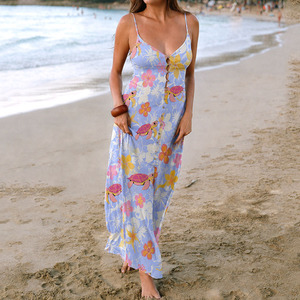 Nuevo Vestido Maxi Casual de Playa con Estampado y Botones, Diseño Calado, Tipo Camisola, Hecho a Medida con 100% Madera Sostenible - Product Image 1