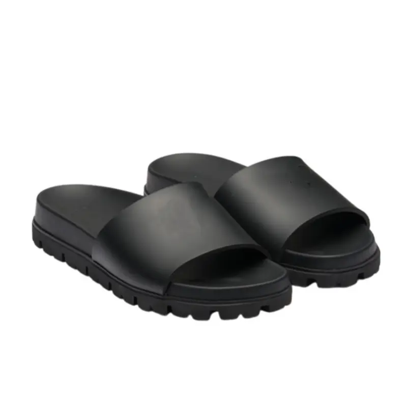 Women's Designer Summer Flat Sandals Anti-Wear Slider Fashion Leather Home Slippers Black White Platform Upper Cork Insole Beach