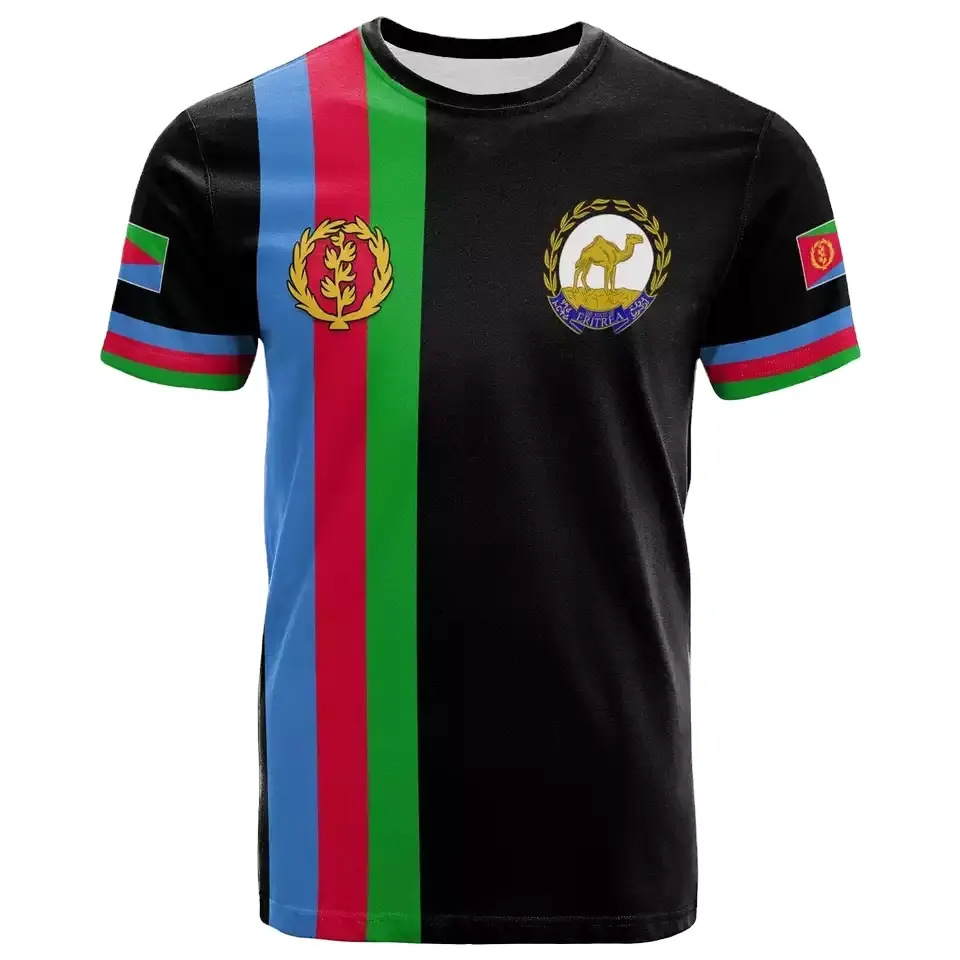 Gepersonaliseerde Eritrea Gestreepte Heren Oversized T-shirt Wit En Zwart Bedrukte T-shirts Voor Mannen Streetwear Mannen T-shirts Polyester