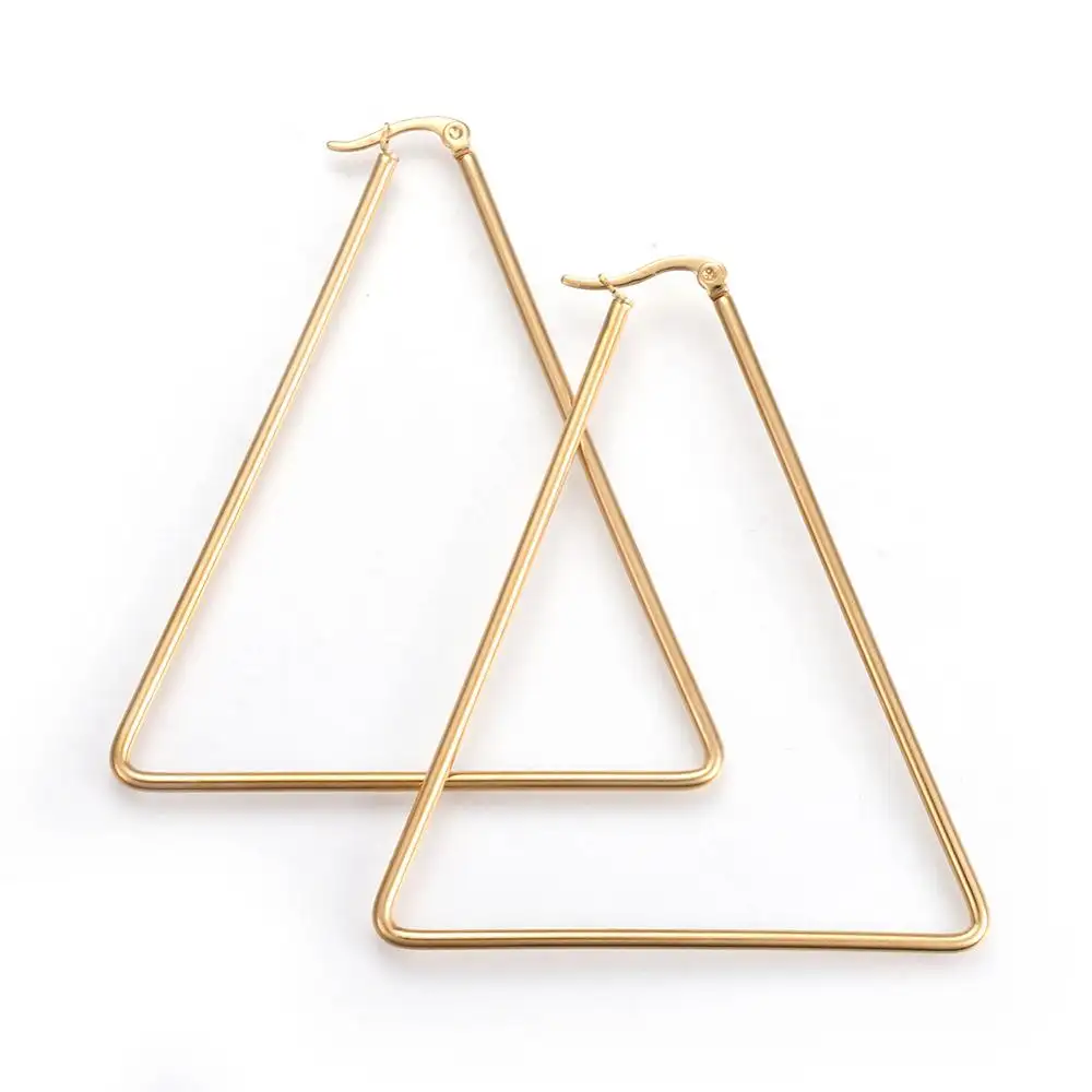 Золотые треугольные серьги-кольца из нержавеющей стали Pandahall 201