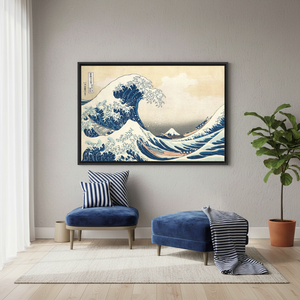Hokusai Sea Landscape Printed Canvas - The Great Wave Artwork,<b>BLACK</b> <b>FRAMED</b> CANVAS - Product Image 3