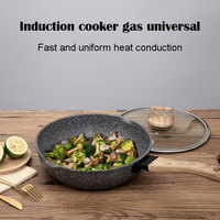 Penjualan Terbaik Modern anti-lengket memasak penggorengan granit Set batu Maifan lapisan bahan besi Gas penting memasak rumah