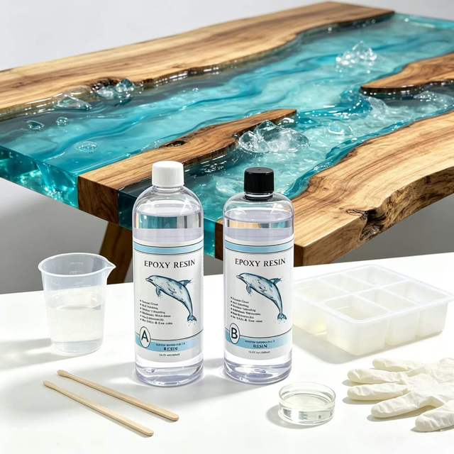 Two Component Liquid Epoxy Resin Hardener High Hardness Self Leveling Clear Epoxy Resin for Wood Coating Casting