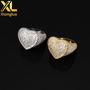 Wholesale High Quality 18K Gold Plated Hip Hop Heart <b>Ring</b> Unisex Natural Stone Personality Fashion Jewelry Wedding Party - Product Image 5