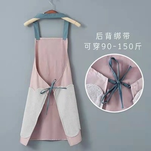 Delantal sin mangas de seda azul, talla única, impermeable, a prueba de aceite, con bolsillos fáciles de limpiar para uso en la cocina - Product Image 1