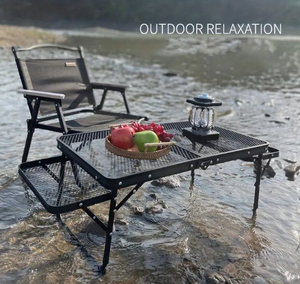 Tavolo da Campeggio Moderno Portatile Pieghevole Leggero e Resistente in Metallo per Barbecue all'Aperto - Product Image 2