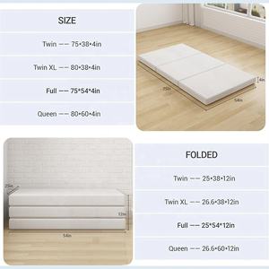 ベッドルーム滑り止め底三つ折りメモリフォーム折りたたみ式マットレスカバージッパー付き - Product Image 4