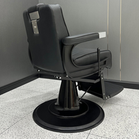 Fauteuil de Barbier Inclinable Robuste et Moderne avec Base Noire et Cadre Métallique Solide pour Hommes et Salons de Coiffure