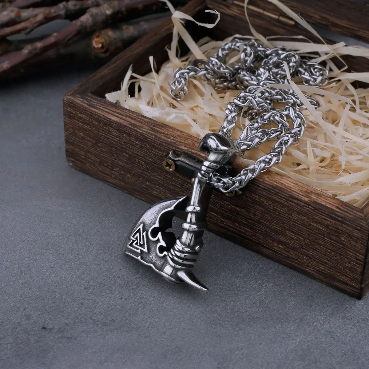 Collana vichinga collana con ciondolo amuleto con ascia runa norvegese nordica collana con ciondolo da uomo Hip Hop per regalo di gioielli