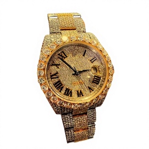 Custom VVS1 Moissanite Round Diamond <b>Iced</b> <b>Out</b> Stainless Steel Glass Dial 10 Bar Water Resistant Mens Luxury <b>Watch</b> Bracelet Clasp - Product Image 1