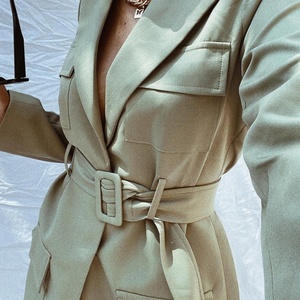 Personalizar las mujeres nueva moda con cinturón Blazer señoras de gran tamaño Blazer vestido - Product Image 4