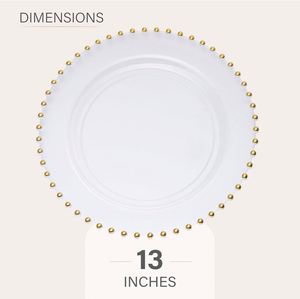 Luxury Clear Plastic <b>Plates</b> with Gold Beads 10.5 Inch Round Dinner <b>Plates</b> White Gold Beaded Rim Tableware Wholesale Bulk - Product Image 1