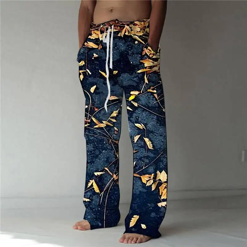 Pantaloni da uomo con grafica personalizzata, pantaloni larghi e traspiranti, pantaloni larghi
