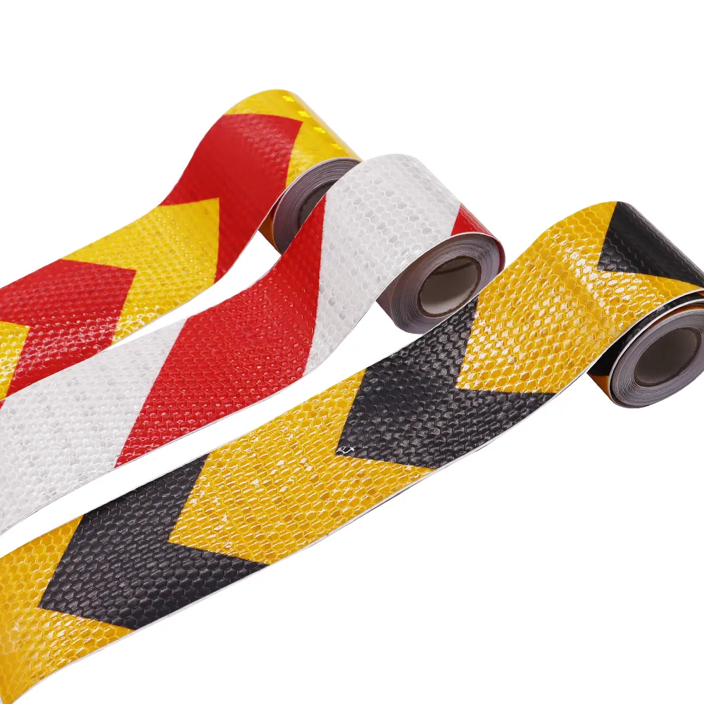 Elastic Prismatic Adhesive Road Reflective Double Fold Warning Tape in pvc