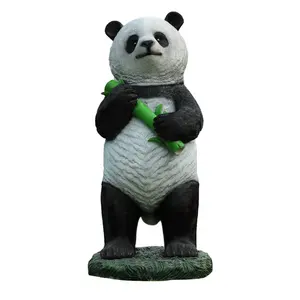 Personalizar estatua de Animal moderna escultura de Panda de fibra de vidrio al aire libre tamaño real Panda Animal resina fibra de vidrio Scupture para Decoración