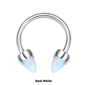 Gaby F136 titanio ópalo nariz anillo G23 herradura nariz tabique cuerpo Piercing joyería tabique Piercing joyería titanio - Product Image 5