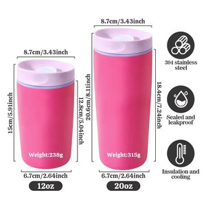 Lot de 12oz de tasses isothermes modernes en acier inoxydable 18/8 à double paroi, sans BPA, portables, pour <span class=keywords><strong>voiture</strong></span> - Product Image 3