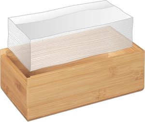 Boîte à mouchoirs en carton de bambou Relax Days 7,5x24x12cm avec base amovible, design moderne, distributeur rectangulaire standard - Product Image 6