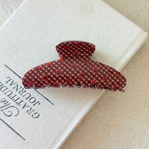 Barrette à cheveux en plastique à carreaux rouges, motif fraise mignon pour fille, pour usage quotidien décontracté - Product Image 3