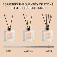 Diffuseur de parfum en verre rond épais avec logo personnalisé, dégradé multicolore, bâtonnets en fibre noire, décoration moderne neutre pour la maison, parfum boisé, cadeau