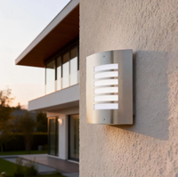 Lampe murale extérieure moderne en acier inoxydable étanche avec diffuseur en polycarbonate, E27 15W, pour jardin et entrée