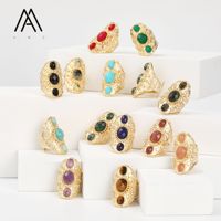 Offre Spéciale personnalisé 18K plaqué or diamant américain et pierres précieuses naturelles Italia bagues de bijoux de mode avec incrustation de cuivre pour cadeau
