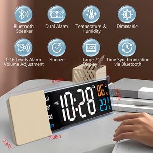 Horloge numérique ZHX S801 avec grand écran LCD, double alarme, moniteur d'humidité et de température et haut-parleur Bluetooth - Product Image 3