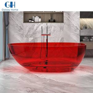 Vasca da Bagno Trasparente Autoportante in Resina di Pietra, Fondo Piatto, Superficie Solida, Vasca in Resina Ambrata, Vasca in Resina Pura - Product Image 5