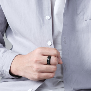 <b>Tungsten</b> Steel Black Ring 4mm 6mm 8mm Inlaid Simple Unisex Jewelry Gift Fashion Rings - Product Image 2
