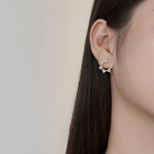 Dylam Fashion Trendy Design Hypoallergenic S925 Silver Geometric Symmetry Heart 0.25ct 5A Zirconia Flower Shape <b>Stud</b> <b>Earrings</b> - Product Image 3