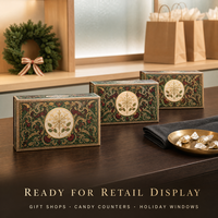 Boîte cadeau rigide de Noël avec logo personnalisé, couvercle à charnière, doublure en velours et estampage à chaud doré pour emballage de fêtes, vente en gros