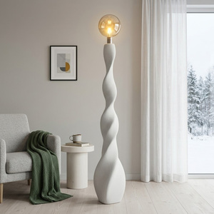 Twisted Sculpture Floor Lamp, Minimalist Resin Standing Lamp, Naked <b>Globe</b> Bulb Decor Floor <b>Light</b> for Living Room Villa - Product Image 3