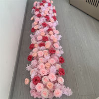 B-1438 Hochwertige Handgefertigte Seiden-Rote Rosa Rosen Künstliche Blumen Hochzeit Valentinstag Moderne Blumenarrangements Rosenreihe