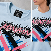 T-shirt graphique T15 MINFAN en coton 100 % pour homme, coupe ample à manches courtes, imprimé rétro à pincel croisé, style streetwear décontracté