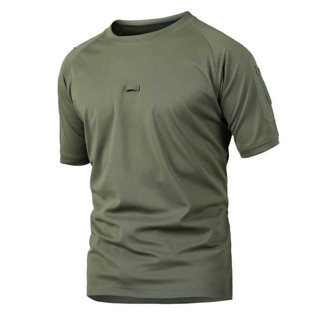 Tronyond Outdoor Camouflage Cloth Green Tactical Shirt Green Tactical Tshirt Polyester Men Quick-dry Half Sleeve Shirt