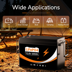 แบตเตอรี่ LiFePO4 สำหรับรถบ้าน RV ขนาด 12.8V 300Ah 3.84kWh ของ EU ระบบจ่ายไฟแบบ Deep Cycle พร้อม Smart BMS 200A รองรับการใช้งานมากกว่า 6000 รอบ IP65 สำหรับรถบ้านและแคมป์ปิ้ง - Product Image 4