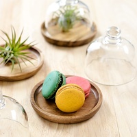 Mini assiette à Dessert en bois verre dôme gâteau plateau de service pour Macarons présentoir plateau Cupcake couverture conteneur de stockage des aliments