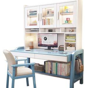 Solid Wood <b>Desk</b> 80x60x190cm Computer <b>Desk</b> With Bookshelf Home Office Study <b>Desk</b> - Product Image 5