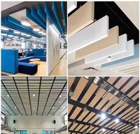 Panneau acoustique en fibre de verre ondulé incurvé de 1200 mm, panneau absorbant le son pour plafond suspendu, pour atrium d'aéroport