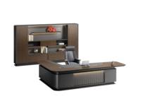 Bureau de direction moderne de luxe haut de gamme en forme de L avec panneau en bois peint pour salle de direction
